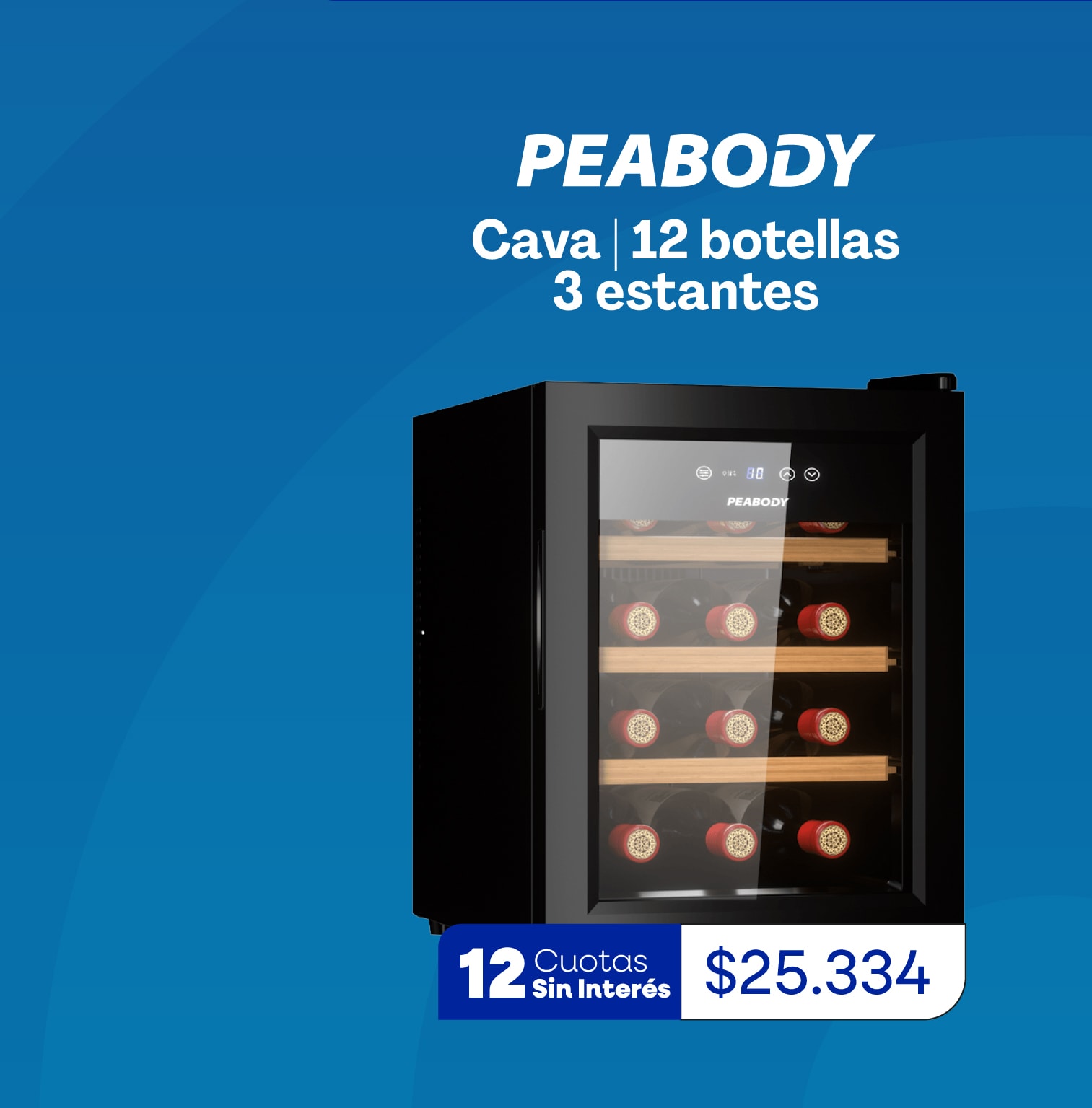PEABODY Cava | 12 botellas 3 estantes 12 Cuotas Sin Interés $25.334